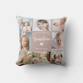 Almofada Colagem de Fotos da Avó Moderna Colagem de Coração