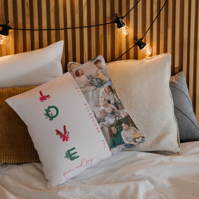 Almofada Colagem de Fotos da Família Natal | Joy da paz do  (Criador carregado)