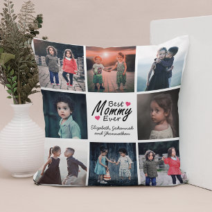 Almofada Colagem de Fotos da Melhor Mamãe Chic Moderna