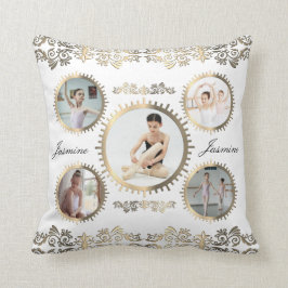 Almofada Colagem de Fotos da Sepia Dourada de Na moda Balle