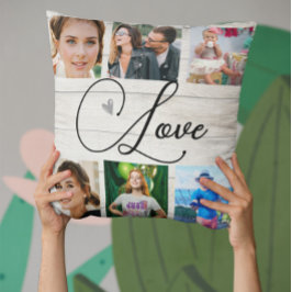 Almofada Colagem de Fotos de Amor Familiar Simples