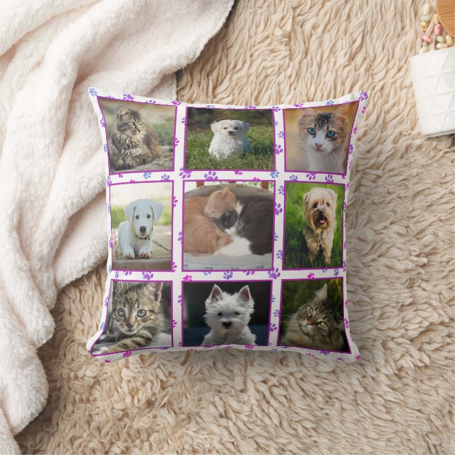 Almofada Colagem de Fotos de Animais de Estimação com Impre (Cobertor)