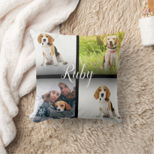 Almofada Colagem de Fotos de Animais de Estimação com Nome 
