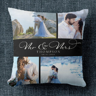 Almofada Colagem de Fotos de Casamento Elegante Personaliza