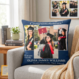 Almofada Colagem de Fotos de Formatura Personalizada Azul M