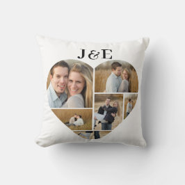 Almofada Colagem de Fotos do Coração em Monograma a Preto e