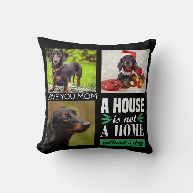 Almofada Colagem de fotos do Dia das Mães com o cão Cush (Frente)