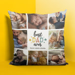 Almofada Colagem de Fotos do Melhor Pai<br><div class="desc">Travesseiro moderno com 8 fotos da família para que você substitua pelo seu,  o ditado "MELHOR PAI NUNCA" por estrelas em diferentes cores,  e os nomes das crianças.</div>