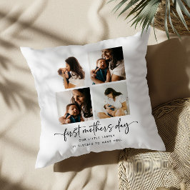 Almofada Colagem de Fotos do Primeiro Dia das Mães em Letra