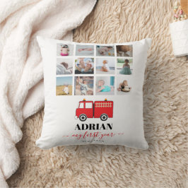 Almofada Colagem de Fotos do Red Fire Truck Baby First Year
