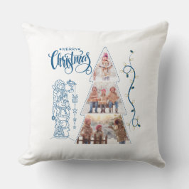 Almofada Colagem de fotos em árvore de Natal Estilo Azul