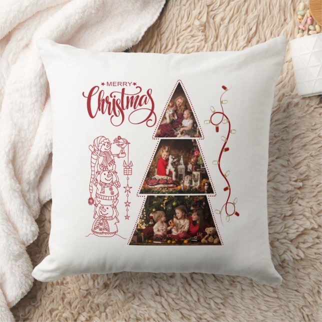 Almofada Colagem de fotos em árvore de Natal Estilo Vermelh (Cobertor)