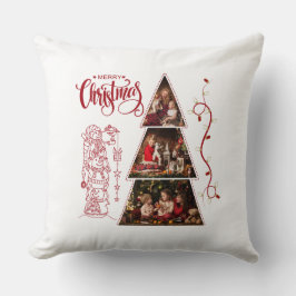 Almofada Colagem de fotos em árvore de Natal Estilo Vermelh