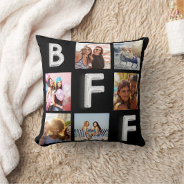 Almofada Colagem de fotos em prata preta dos melhores amigo