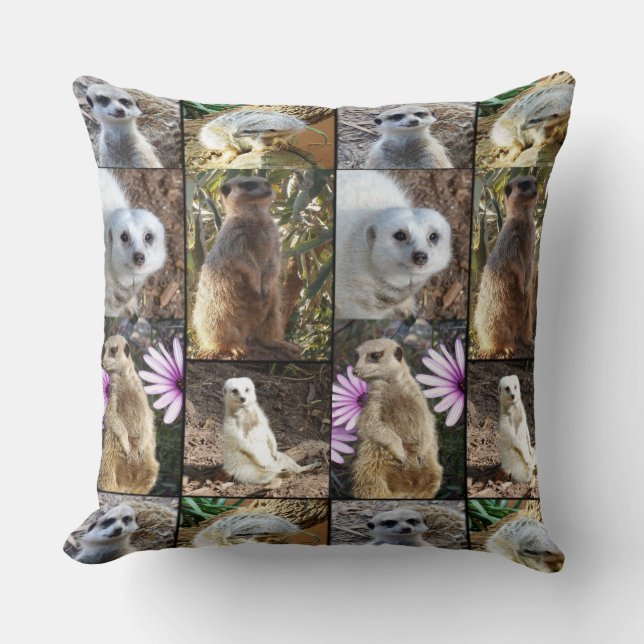 Almofada Colagem de Fotos Meerkat, Grande Cushion. (Frente)