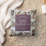 Almofada Colagem de fotos mínima elegante e roxa mãe<br><div class="desc">O maior script de Mãe elegante e mínimo roxo colagem de fotos personalizada simples linhas limpas dia de as mães home decor travesseiro presente de fotografia.</div>