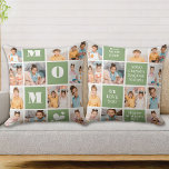 Almofada Colagem de Fotos Moderna MOM Verde 12<br><div class="desc">Apresentando o presente perfeito para o melhor MOM de todos os tempos - um travesseiro personalizado de colagem fotográfica! Este na moda e travesseiro moderno apresentam espaço para 12 imagens especiais, MOM ousado num design de blocos coloridos, criando um dom único e sentimental que qualquer mãe adoraria. Com os espaços...</div>