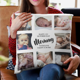 Almofada Colagem de Fotos Moderna | Primeiro Dia das Mães