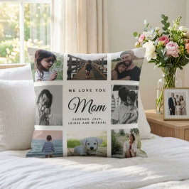 Almofada Colagem de Fotos Moderno Chic para o Dia das Mães 