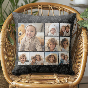 Almofada Colagem de Fotos Personalizada - 9 fotos em preto