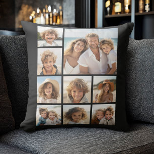 Almofada Colagem de Fotos Personalizada - 9 fotos em preto
