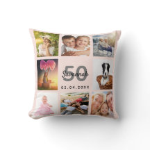 Colagem de fotos personalizada de aniversário rosa