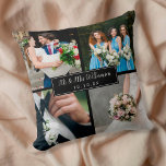 Almofada Colagem de Fotos Personalizada de Dia de Casamento<br><div class="desc">Personalize com suas quatro fotos favoritas de casamento,  nome e data especial para criar uma colagem de fotos,  memória e presente únicos. Um bom tesouro! Você pode personalizar o fundo para sua cor favorita. Projetado por Thisnotme©</div>