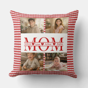 Almofada Colagem de Fotos Personalizada Mãe Coração & Nome 