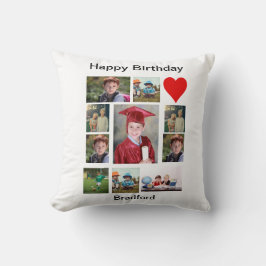 Almofada Colagem de Fotos Personalizada Moderna de Aniversá