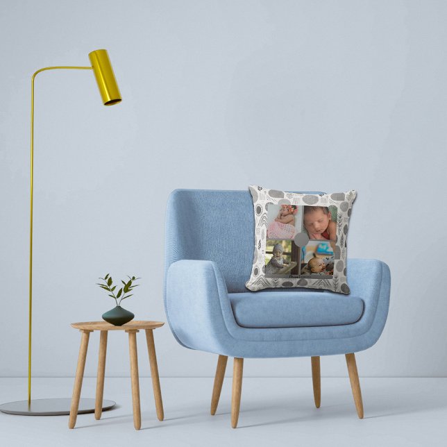 Almofada Colagem de Fotos Personalizada para Bebê 4 Fotos (Criador carregado)