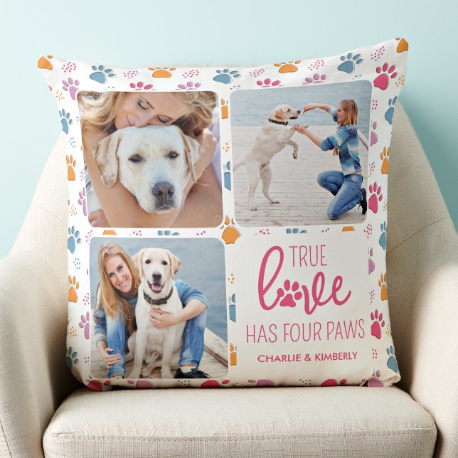 Almofada Colagem de Fotos Personalizada Pet Dog Lover 4 com (Criador carregado)