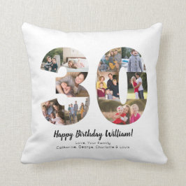 Almofada Colagem de Fotos Personalizadas com Número Moderno