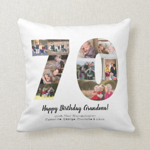 Almofada Colagem de Fotos Personalizadas com Número Moderno