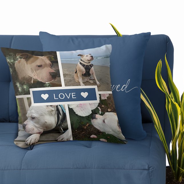 Almofada Colagem de Fotos Pet de Simpatia Moderna (Modern Sympathy Pet Photos Collage Throw Pillow)