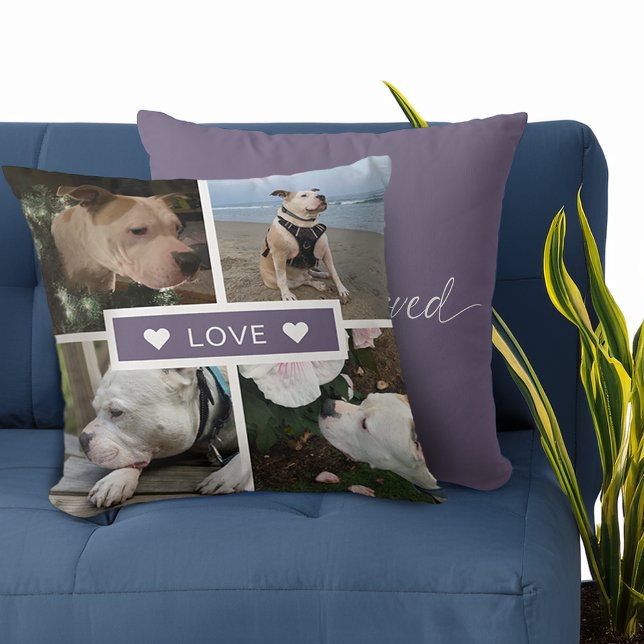Almofada Colagem de Fotos Pet de Simpatia Moderna (Modern Sympathy Pet Photos Collage Throw Pillow)