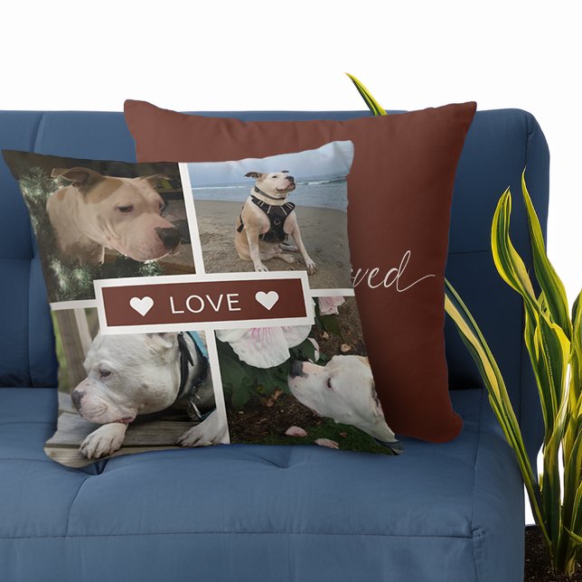 Almofada Colagem de Fotos Pet de Simpatia Moderna (Modern Sympathy Pet Photos Collage Throw Pillow)