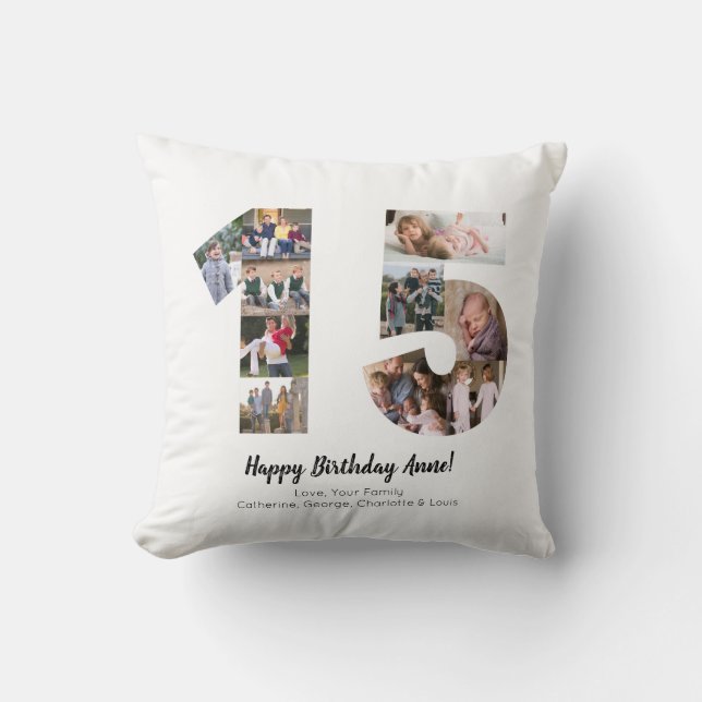 Almofada Colagem de Fotos Simples Número 15 Personalizada (Frente)