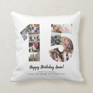 Almofada Colagem de Fotos Simples Número 15 Personalizada