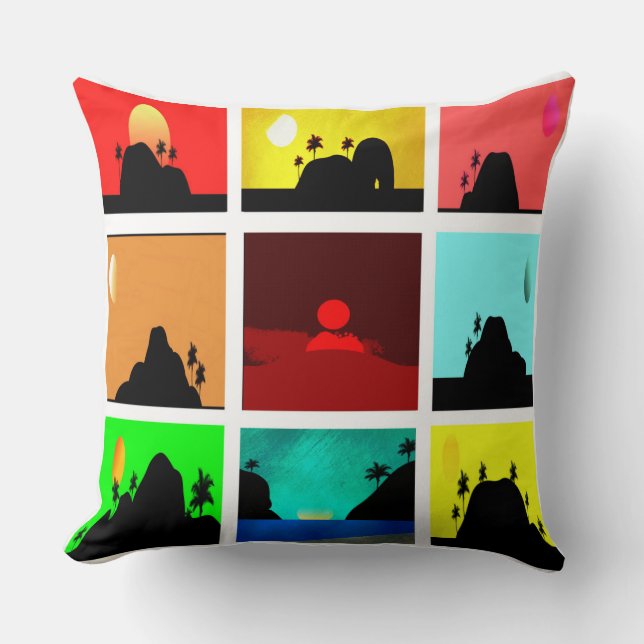 Almofada Colagem de Ilhas Tropicais (Frente)