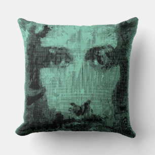 Almofada Colagem de Jesus Cristo em preto com meia-tinta +