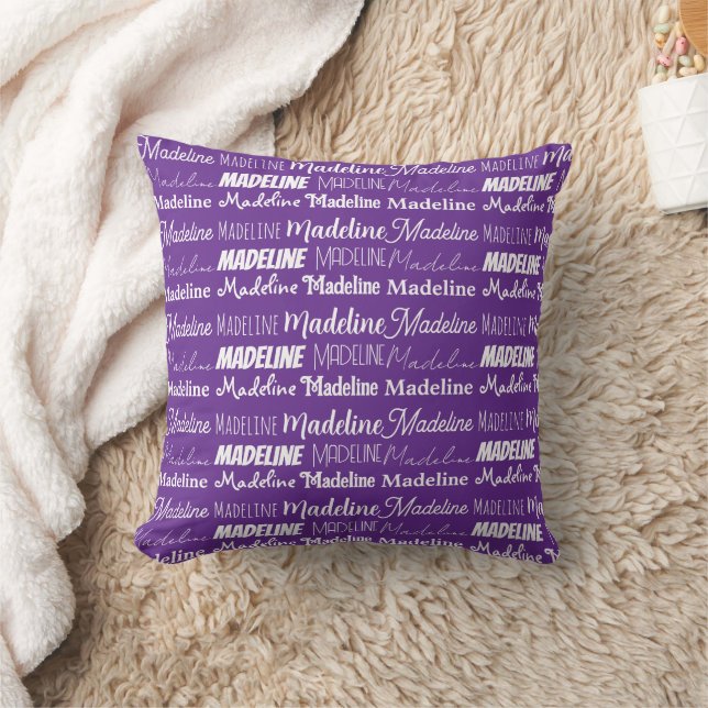 Almofada Colagem de Nome Personalizável Roxo bonito (Cobertor)