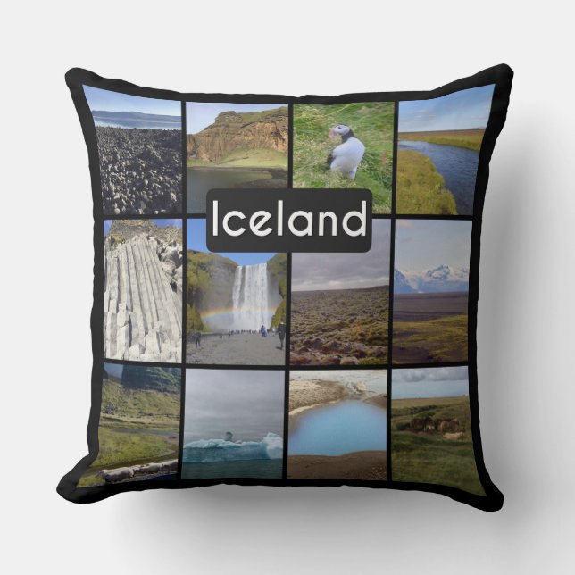 Almofada Colagem de Paisagem de Verão da Islândia (Frente)