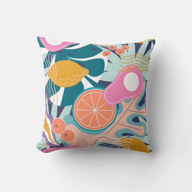 Almofada Colagem de selva exótica e moderna. (Frente)