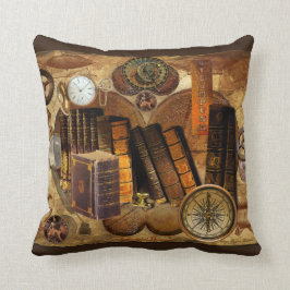 Almofada Colagem de Velho Mapa Vitoriano Steampunk
