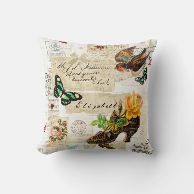 Almofada Colagem feminino da forma das coisas efêmeras do (Frente)