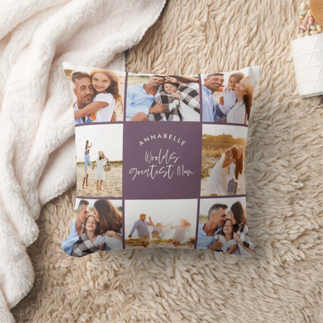 Almofada Colagem fotográfica dia de as mães roxo e feminino (Cobertor)