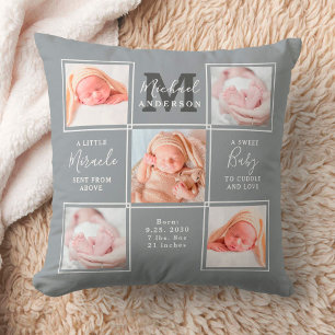 Almofada Colagem Personalizada de 5 Fotos de Bebê Recém-Nas