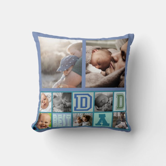 Almofada Colagem personalizada de fotografias do melhor pai (Frente)