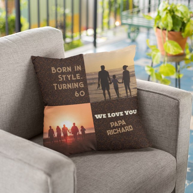 Almofada Colagem Personalizada de Fotos 60º Presentes de An (60th Birthday Gifts for Men)