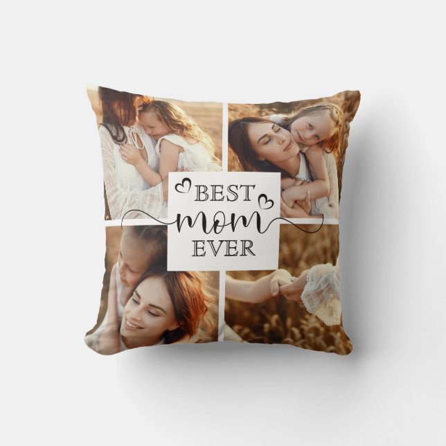 Almofada Colagem Personalizada de Fotos da Melhor Mãe Moder (Frente)
